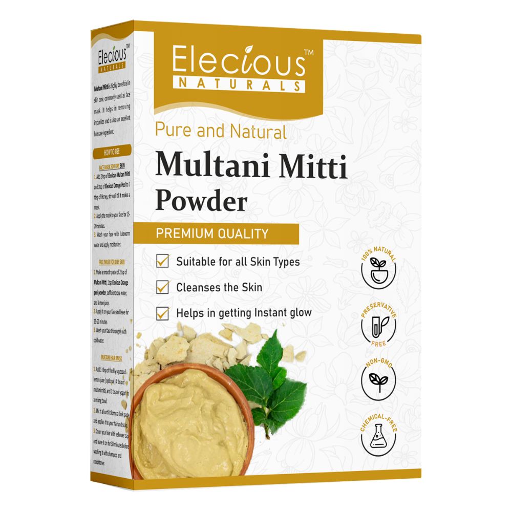 Elecious Naturals Multani Mitti Powder for Skin and Hair - Elecious