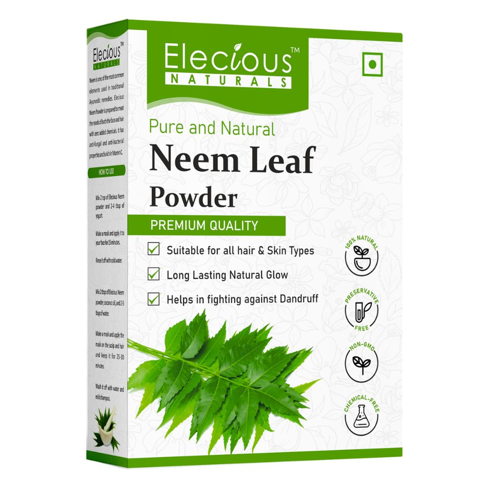 Elecious Naturals Neem Leaf Powder for Skin, Hair and Eating - Elecious