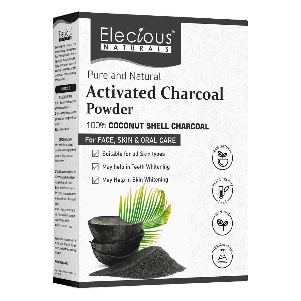 Coconut Activated Charcoal Powder for Face, skin, Hair and teeth whitening  - Elecious