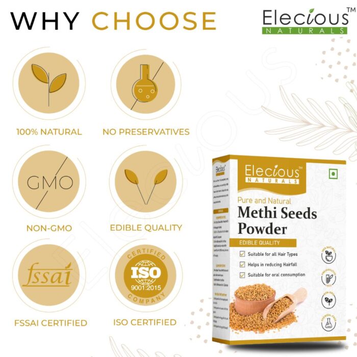 Elecious Naturals Methi Seed Powder for Skin, Hair and Eating