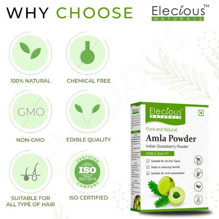 Elecious Naturals Amla Powder for Skin, Hair and Eating