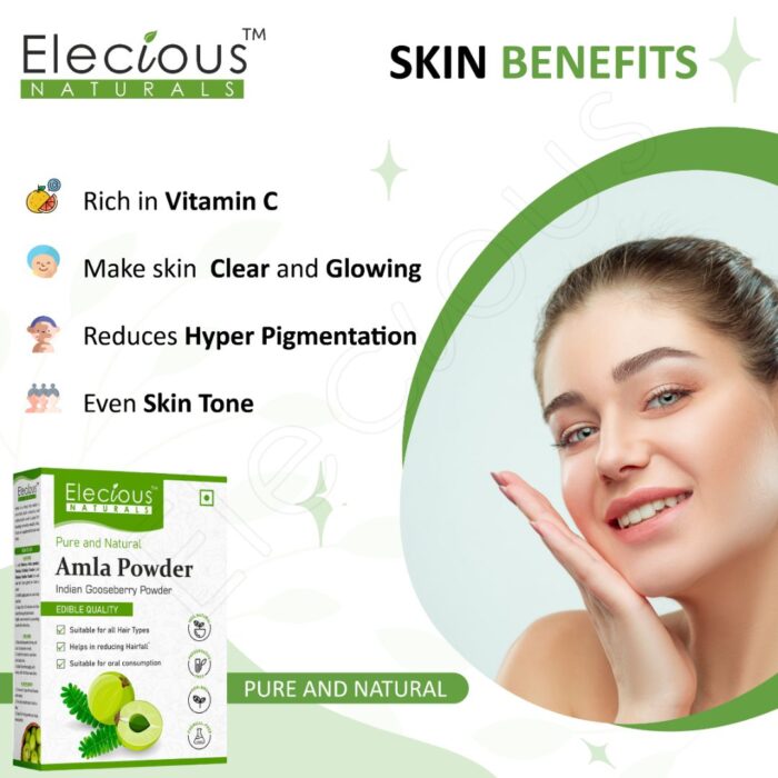 Elecious Naturals Amla Powder for Skin, Hair and Eating
