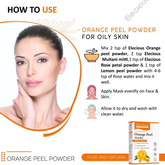 Elecious Naturals Orange Peel Powder for Skin and Eating