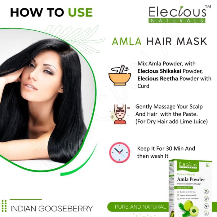 Elecious Naturals Amla Powder for Skin, Hair and Eating