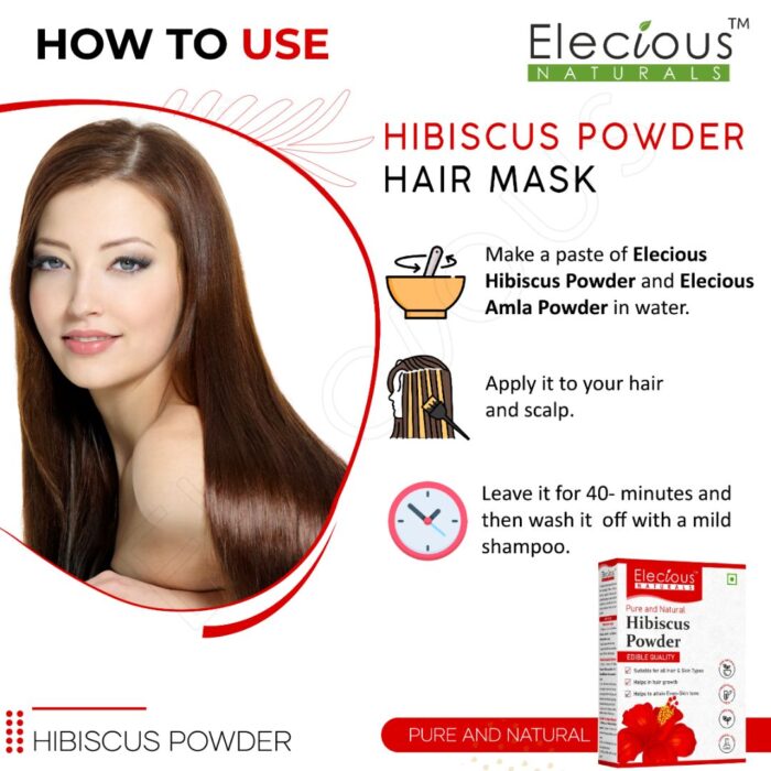 Elecious Naturals Hibiscus Powder for Skin, Hair and Eating