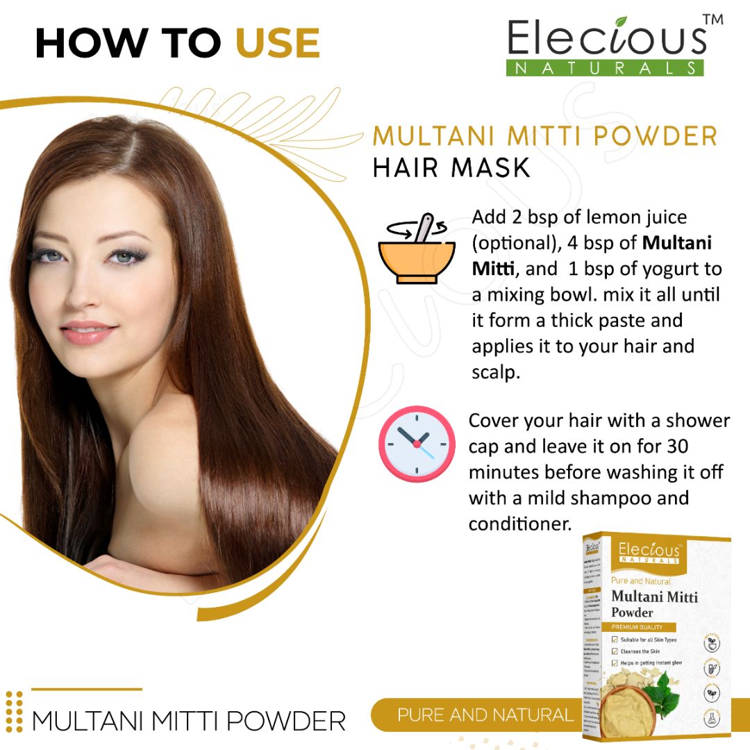 Elecious Naturals Multani Mitti Powder for Skin and Hair - Elecious