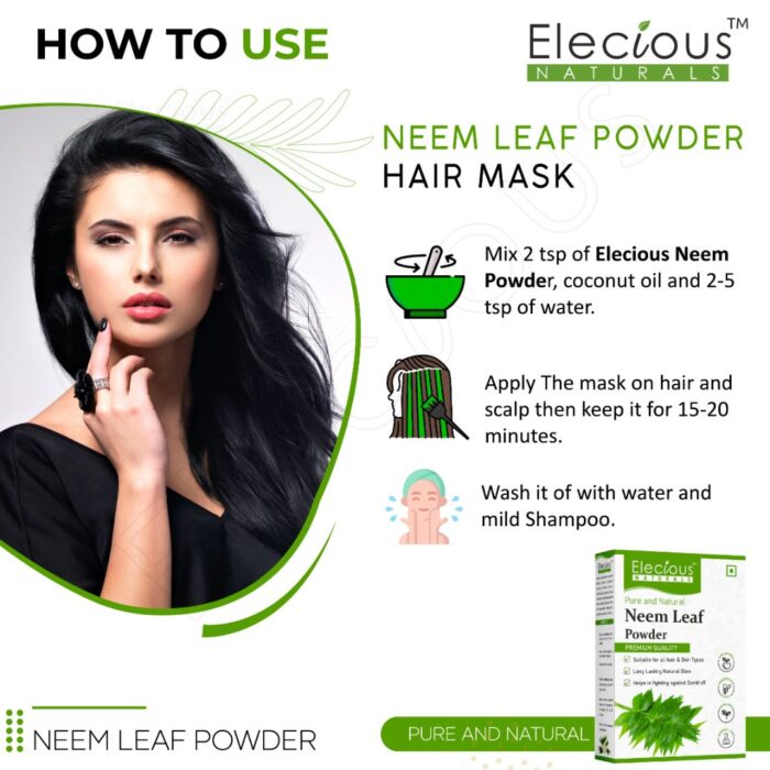 Elecious Naturals Neem Leaf Powder for Skin, Hair and Eating