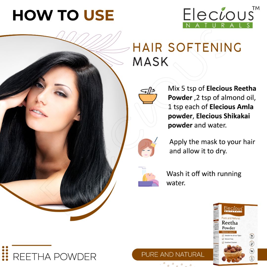 Elecious Naturals Reetha Powder for Skin and Hair - Elecious