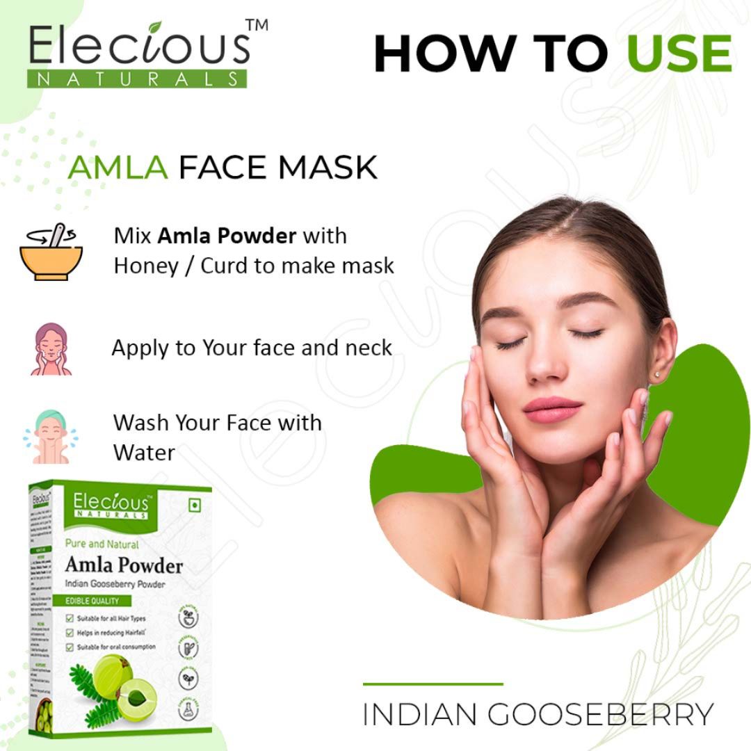 Elecious Naturals Amla Powder for Skin, Hair and Eating - Elecious