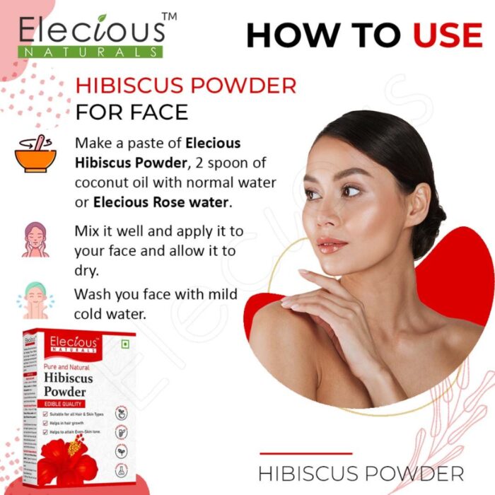Elecious Naturals Hibiscus Powder for Skin, Hair and Eating