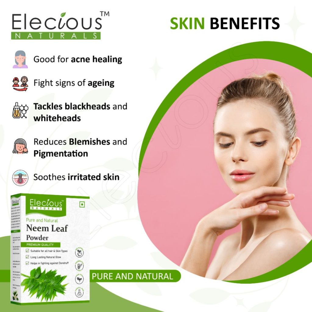 Elecious Naturals Neem Leaf Powder for Skin, Hair and Eating Elecious