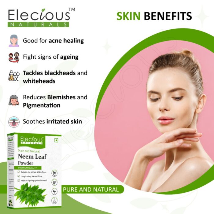 Elecious Naturals Neem Leaf Powder for Skin, Hair and Eating