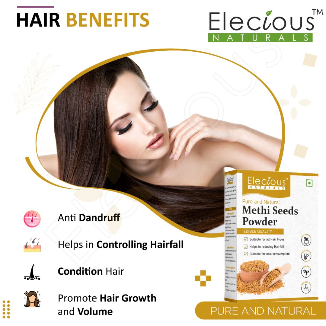 Elecious Naturals Methi Seed Powder for Skin, Hair and Eating - For Skin,  Hair & Oral consumption