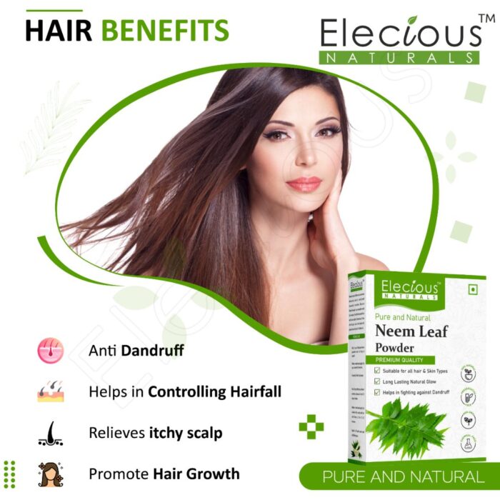 Elecious Naturals Neem Leaf Powder for Skin, Hair and Eating