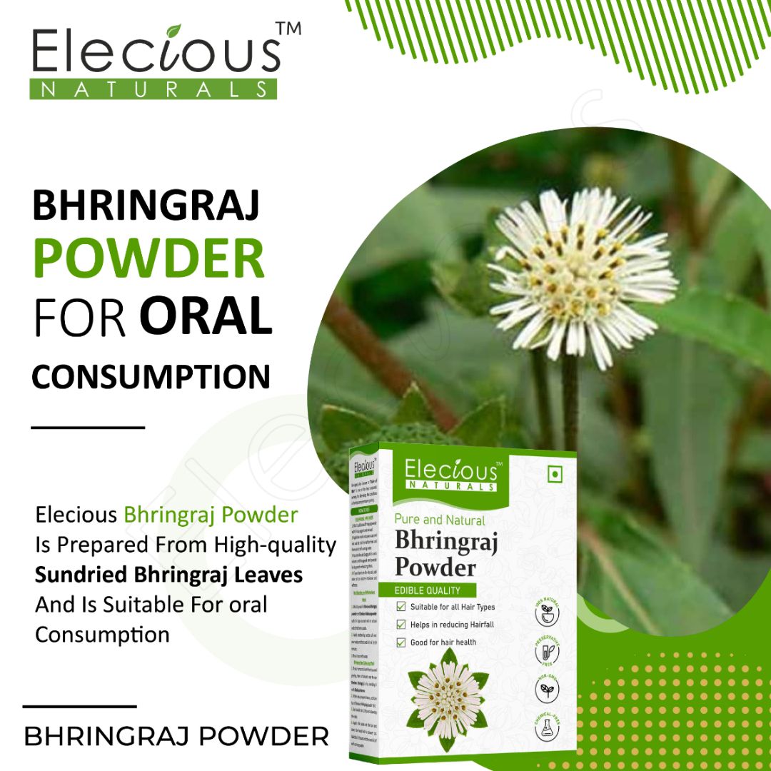 Elecious Naturals Bhringraj Powder for Hair and Eating - Elecious