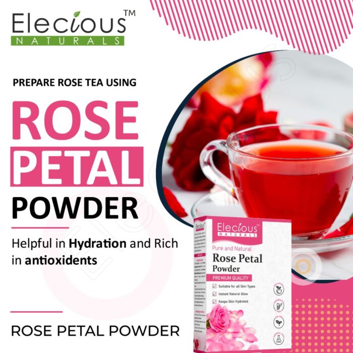 Elecious Naturals Rose Petal Powder for Skin and Hair