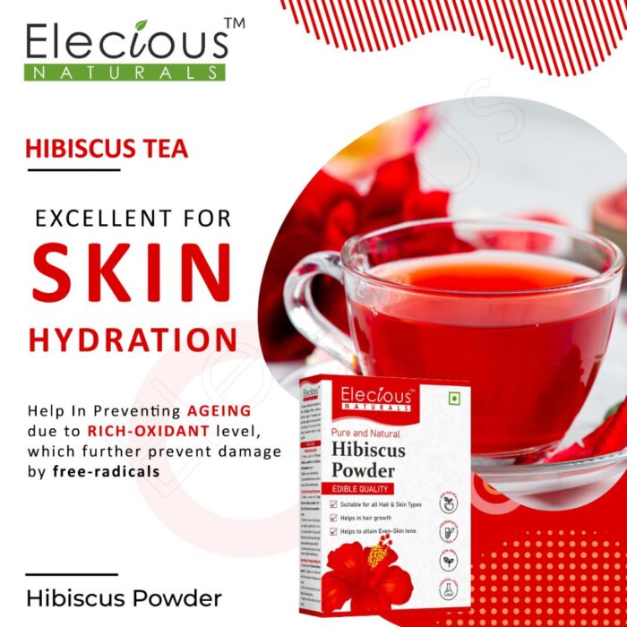 Elecious Naturals Hibiscus Powder for Skin, Hair and Eating
