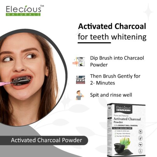 Elecious Naturals Coconut Activated Charcoal Powder for Face, skin ...