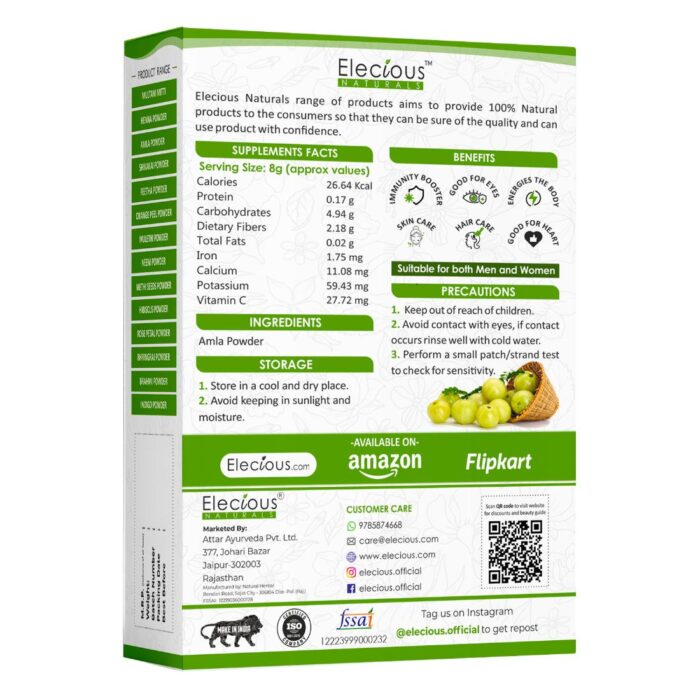 Elecious Naturals Amla Powder for Skin, Hair and Eating