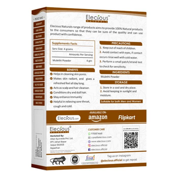 Elecious Naturals Mulethi Powder for Skin, Hair and Eating