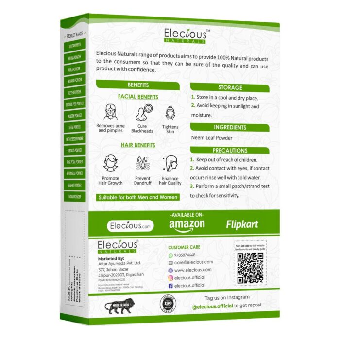 Elecious Naturals Neem Leaf Powder for Skin, Hair and Eating