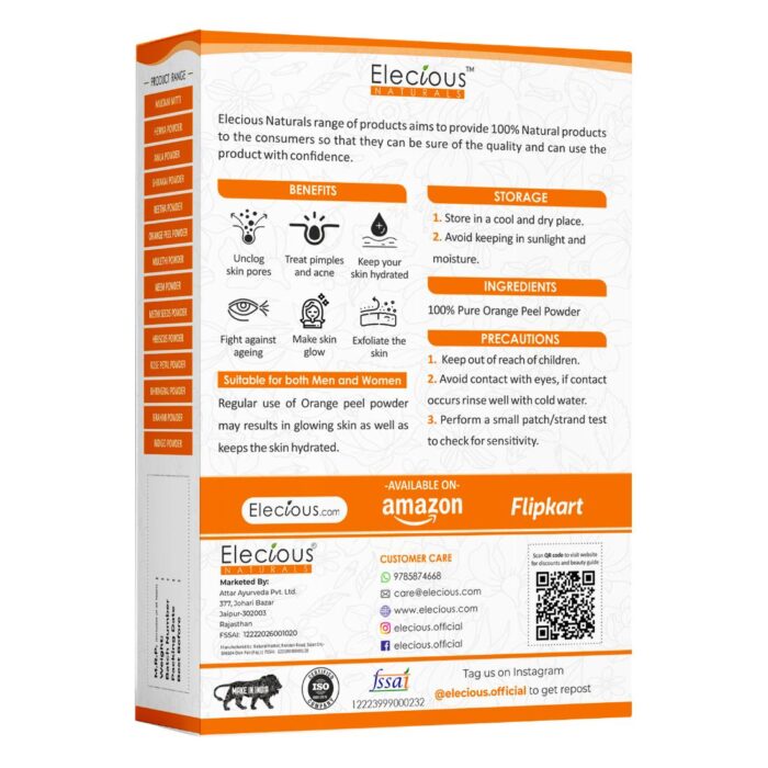 Elecious Naturals Orange Peel Powder for Skin and Eating